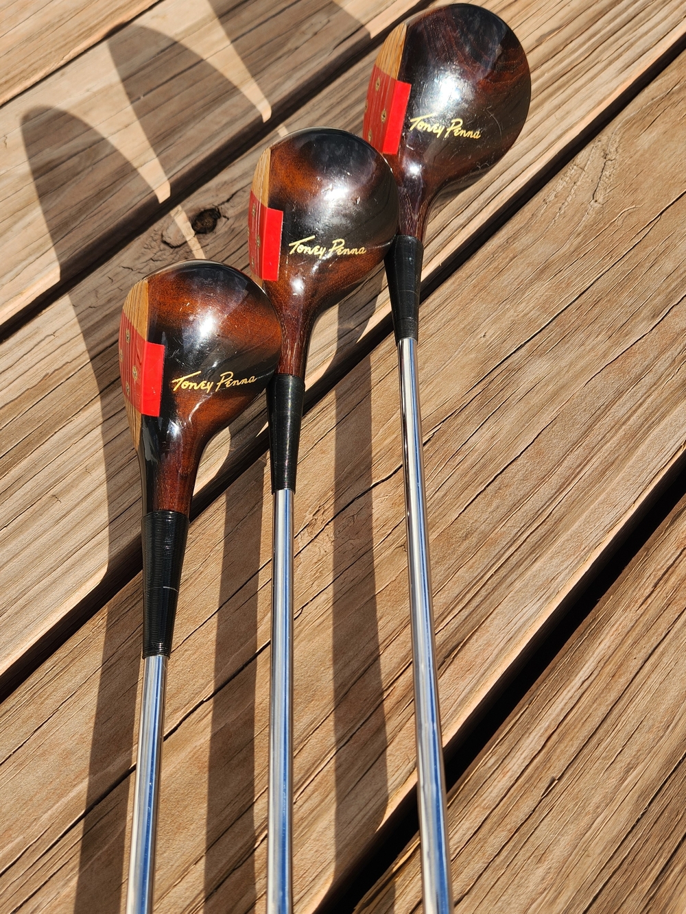 Vintage Toney Penna Persimmon Woods Set 1 3 5 Woods Oil Hardened RH Stiff Steel
